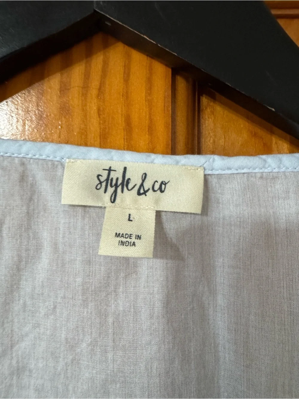 Style & Co. Light Blue Embroidered Tassel Peasant Tunic